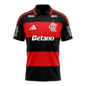 Camisa Flamengo I 26/27 - Torcedor Adidas Masculina - Preta e vermelha e Com Patrocínio